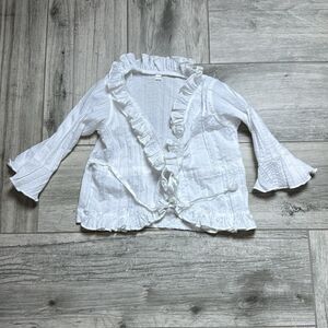 Bug Zoo Girls White Ruffled Long Sleeve Cotton Wrap Top Size Toddler 1 year